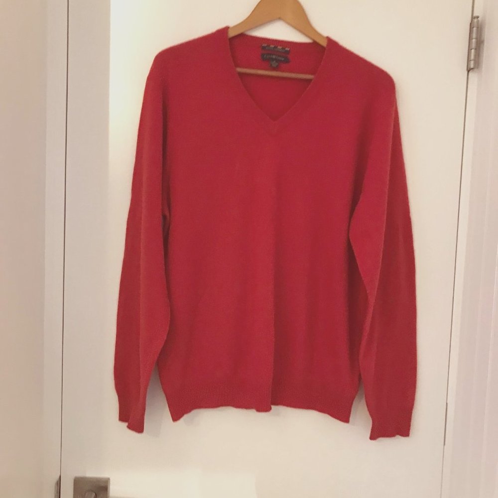 Club Room 2-Ply Estate Cashmere Red V Neck Sweater